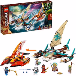 LEGO® NINJAGO 71748 La Bataille de Catamarans Jouet avec 4 Bateaux et Minifigurines