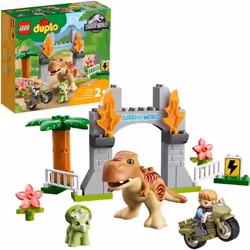 LEGO® 10939 DUPLO® L’évasion du T. rex et du Tricératops Jouet pour Enfants 2 ans et plus avec Moto