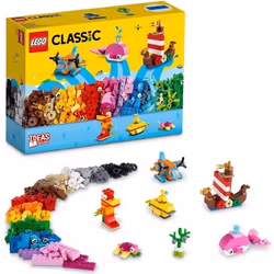 LEGO® 11018 Classic Jeux Créatifs Dans L’Océan Boite de Briques 6 Modèles Miniatures de Bateau Sous-Marin Baleine