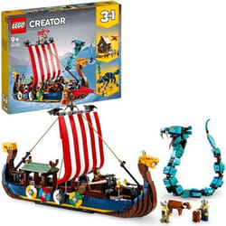 LEGO® 31132 Creator 3-en-1 Le Bateau Viking et le Serpent de Midgard Jouet Transformable en Maison avec un Dragon ou un Loup