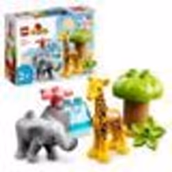 LEGO® 10971 DUPLO Animaux Sauvages d’Afrique Jouet sur le Safari dès 2 Ans avec Figurines dÉléphant et Girafe avec Tapis de ...