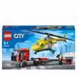 LEGO® 60343 City Great Vehicles Le Transport de L’Hélicoptère de Secours Camion Jouet Cadeau pour les Enfants dès 5 Ans