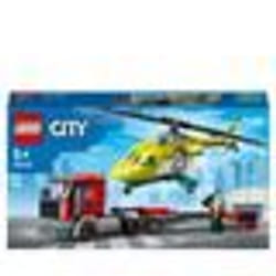 LEGO® 60343 City Great Vehicles Le Transport de L’Hélicoptère de Secours Camion Jouet Cadeau pour les Enfants dès 5 Ans