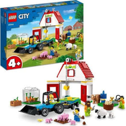 LEGO 60346 City La Grange et les Animaux de la Ferme Figurines Mouton et Vache Jouet Tracteur avec Remorque Enfants Dès 4 Ans