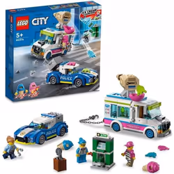 LEGO 60314 City La Course-Poursuite du Camion de Glaces Jouet de Voiture de Police avec 2 Bandits Cadeau Enfants Dès 5 Ans