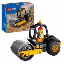 LEGO® 60401 City Le Rouleau Compresseur de Chantier Maquette de Jouet de Camion avec Minifigurines dOuvrier
