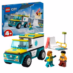 LEGO® 60403 City L’Ambulance de Secours et le Snowboardeur Jeu Enfants avec Jouet de Véhicule Médical et Minifigurines