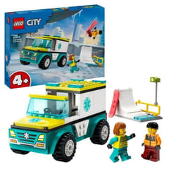 LEGO® 60403 City L’Ambulance de Secours et le Snowboardeur Jeu Enfants avec Jouet de Véhicule Médical et Minifigurines