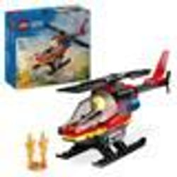 LEGO® 60411 City L’Hélicoptère de Secours des Pompiers Jouet avec Minifigurines de Pilote Pompier Cadeau pour Enfants