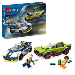 LEGO® 60415 City La Course-Poursuite entre la Voiture de Police et la Super Voiture Jouet avec Minifigurines Cadeau Enfants