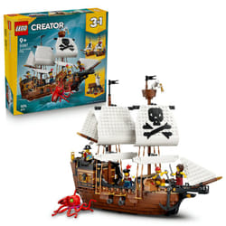 LEGO Creator 3-en-1 : Ensemble de Construction Bateau Pirate Mythique 31109 | Modèle Détailable avec Trésor | Jeu de Construction Créatif