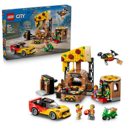 LEGO City La pizzeria et ses véhicules de livraison 60496 | Ensemble de construction pour enfants avec scooter et voiture