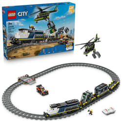 LEGO CITY Le braquage du train de police - Set de construction de train de jouet avec voitures, rails et personnages pour enfants