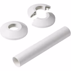 Présentation Finition pour kit thermostatique X-Tra pour radiateur sèche-serviettes. Jeu de 2 rosaces et 1 tube décors. Diamè ...