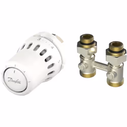 Présentation Kit Tête thermostatique React M30X1,5 + RLV-KB droit Mâle 1/2" (15/21) - Danfoss Kit avec tête Danfoss React™ et ...