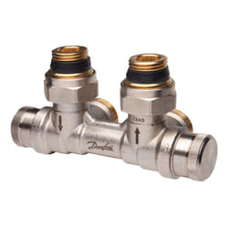 Danfoss - Répartiteur auto-équilibrant rlv-kdv pour radiateur Femelle 1/2' (15/21) mural entrée droite - raccordement Mâle 3/4' (20/27)