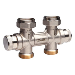 Répartiteur auto-équilibrant rlv-kdv pour radiateur Femelle 3/4' (20/27) par le sol - raccordement Mâle 3/4' (20/27) Danfoss