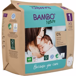 Couches éco-conçues Bambo Nature T1 2-4 kg - Carton de 132 unités