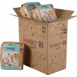 1 carton - 168 x Couches éco conçues BAMBO NATURE T3