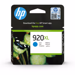 HP 920XL cartouche d'encre cyan grande capacité authentique, Rendement élevé (XL), Cyan, Encre à colorant, 1 pièce(s), 700 pa ...