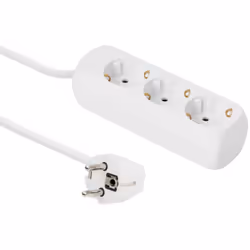 Microconnect 3-way Schuko Socket 5M White, 3 x Type F, Blanc, 300 g, 1 pièce(s), 202 mm, 134 mm