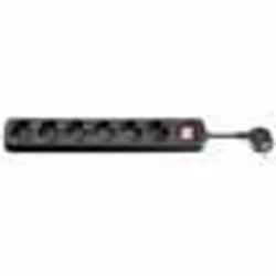 Microconnect 6-way Schuko Socket 5M Black, Type F, Noir, Acrylonitrile-Butadiène-Styrène (ABS), Polyvinyl chloride (PVC), IP2 ...