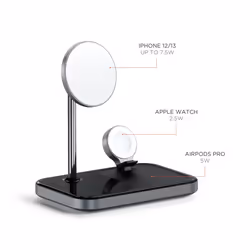 Satechi ST-WMCS3M chargeur d'appareils mobiles Écouteurs, Casque, Téléphone portable, Smartphone, Smartwatch, Montre Noir USB Recharge sans fil Intérieure