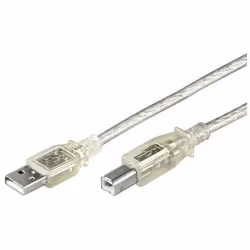 Microconnect USB2.0 A-B 1m M-M, 1 m, USB A, USB B, USB 2.0, Mâle/Mâle, Transparent