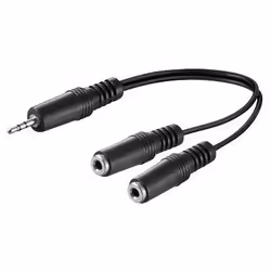 Microconnect 3.5mm - 2 x 3.5mm, M/F, 3,5mm, Mâle, 2 x 3.5mm, Femelle, 0,2 m, Noir