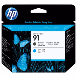 HP 91 tête d'impression DesignJet noir mat et cyan, HP DesignJet Z6100 Printer series, Noir mat, Cyan, C9460A, Singapour, 28  ...