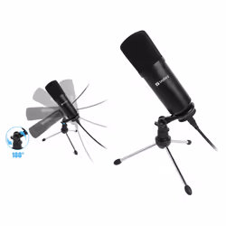 Sandberg Streamer USB Desk Microphone, Microphone de studio, -38 dB, 30 - 16000 Hz, 24 bit, 192 kHz, Unidirectionnel