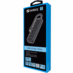 Sandberg 134-33 hub & concentrateur USB 3.2 Gen 1 (3.1 Gen 1) Type-A 5000 Mbit/s Noir