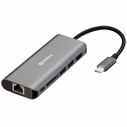 Sandberg USB-C Dock HDMI+LAN+SD+USB,61W, USB 3.2 Gen 1 (3.1 Gen 1) Type-C, Gris, MMC, MicroSD (TransFlash), SD, SDHC, SDXC, H ...