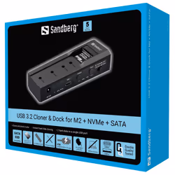 Sandberg USB-3 Cloner+Dock M2+NVMe+SATA USB 3.2 Gen 2 (3.1 Gen 2) Type-C Noir - Vue supplémentaire 7