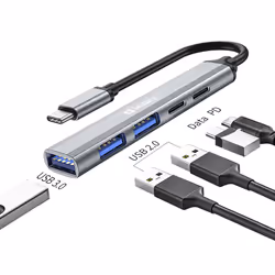 Sandberg USB-C to 3xUSB-A+2xUSB-C SAVER USB Type-C 5000 Mbit/s Gris