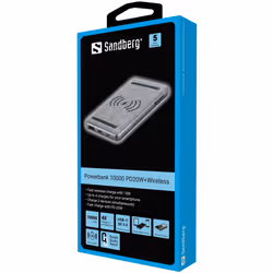 Sandberg 420-61 banque d'alimentation électrique Lithium Polymère (LiPo) 10000 mAh Recharge sans fil Noir, Gris