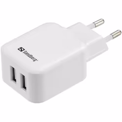 Sandberg AC Charger Dual USB 2.4+1A EU, Intérieure, Secteur, USB, 5 V, Noir, Blanc