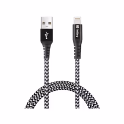 Sandberg Survivor Lightning Cable 1M, 1 m, Lightning, USB A, Mâle, Mâle, Noir, Gris