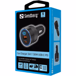 Sandberg Car Charger 3in1 130W USB-C PD - Vue supplémentaire 7