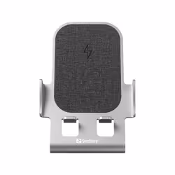 Sandberg Wireless Charger Stand 15W Alu Smartphone Gris USB Recharge sans fil Charge rapide Intérieure