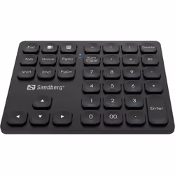 Sandberg Wireless Numeric Keypad Pro, FR sans fil +USB, Clavier à membrane, Noir