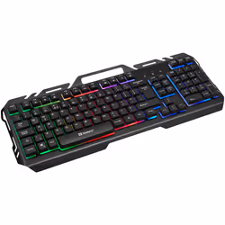Sandberg 640-25, Taille réelle (100 %), USB, Clavier à membrane, AZERTY, LED RGB, Noir