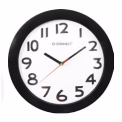 Q-CONNECT KF15590, Mur, Horloge analogique, Rond, Noir, Plastique, Batterie
