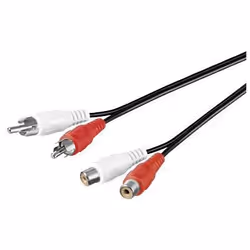 Microconnect AUDCH10, 2 x RCA, Mâle, 2 x RCA, Femelle, 10 m, Noir