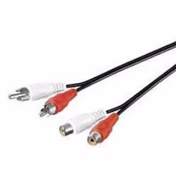 Microconnect 2xRCA/2xRCA 1.5m, 2 x RCA, Mâle, 2 x RCA, Femelle, 1,5 m, Noir