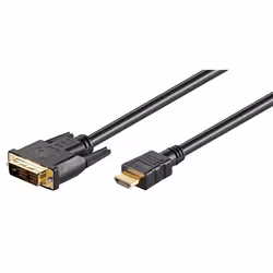 Microconnect HDMI - DVI-D (2m), 2 m, HDMI, DVI-D, Or, Cuivre, Noir