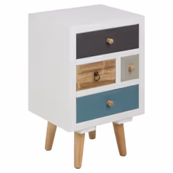Actona Thais, Table de chevet, Noir, Pin, Sable, Bleu, Blanc, 4 tiroir(s), Panneaux MDF, Pin, 360 mm, 300 mm