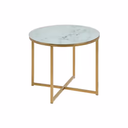 Actona Alisma, Table basse, Forme arrondie, 4 pieds, Blanc