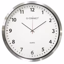 Q-CONNECT KF11216, Mur, Horloge analogique, Rond, Chrome, Plastique, Batterie