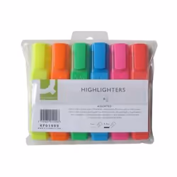 Q-CONNECT KF01909, Fin/moyen, 6 couleurs, Bleu, Vert, Orange, Rose, Rouge, Jaune, Pointe ogive et tampon, Multicolore, Rond
